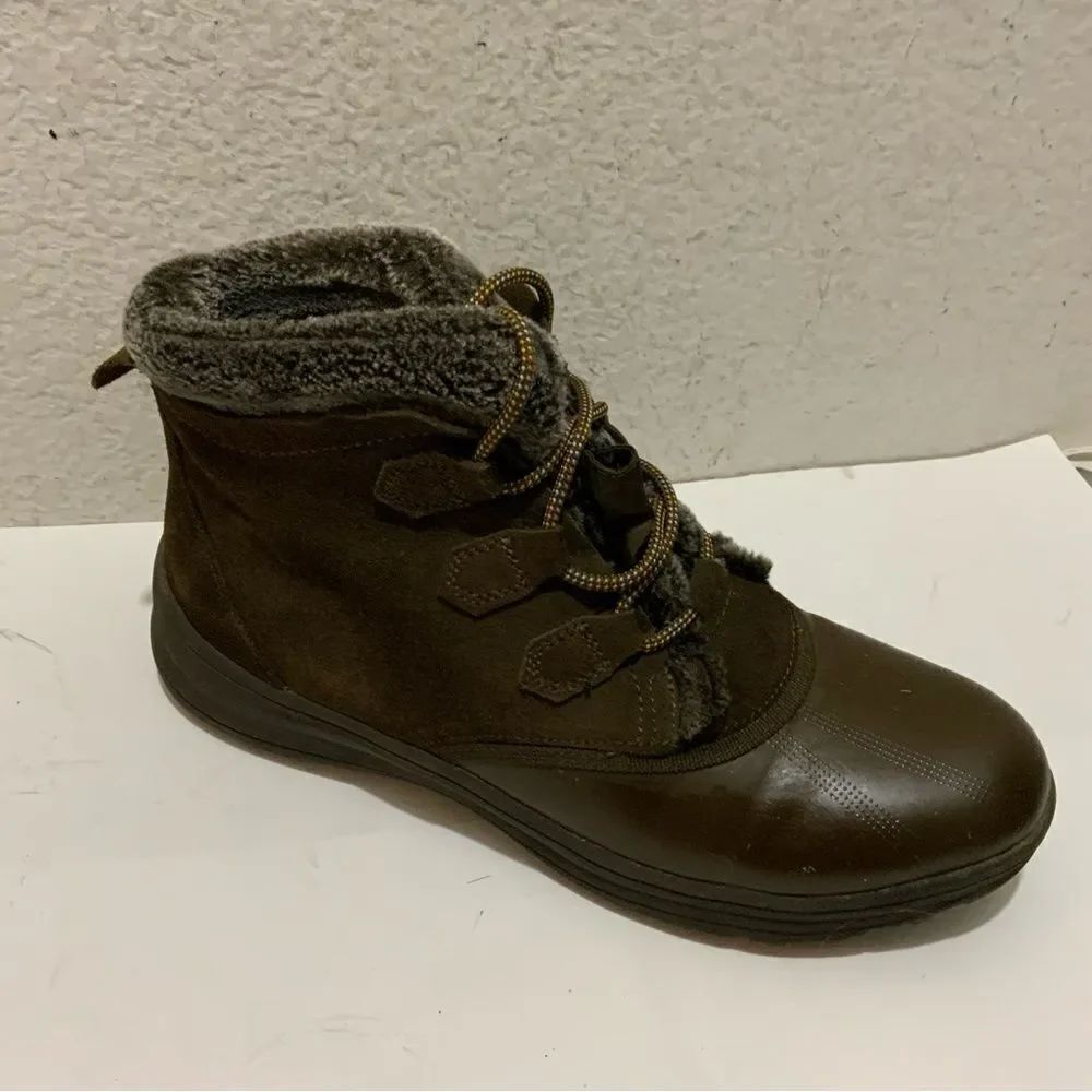 BareTraps Augustina Boots Brown Leather suede fur Water Resistant Winter 10M